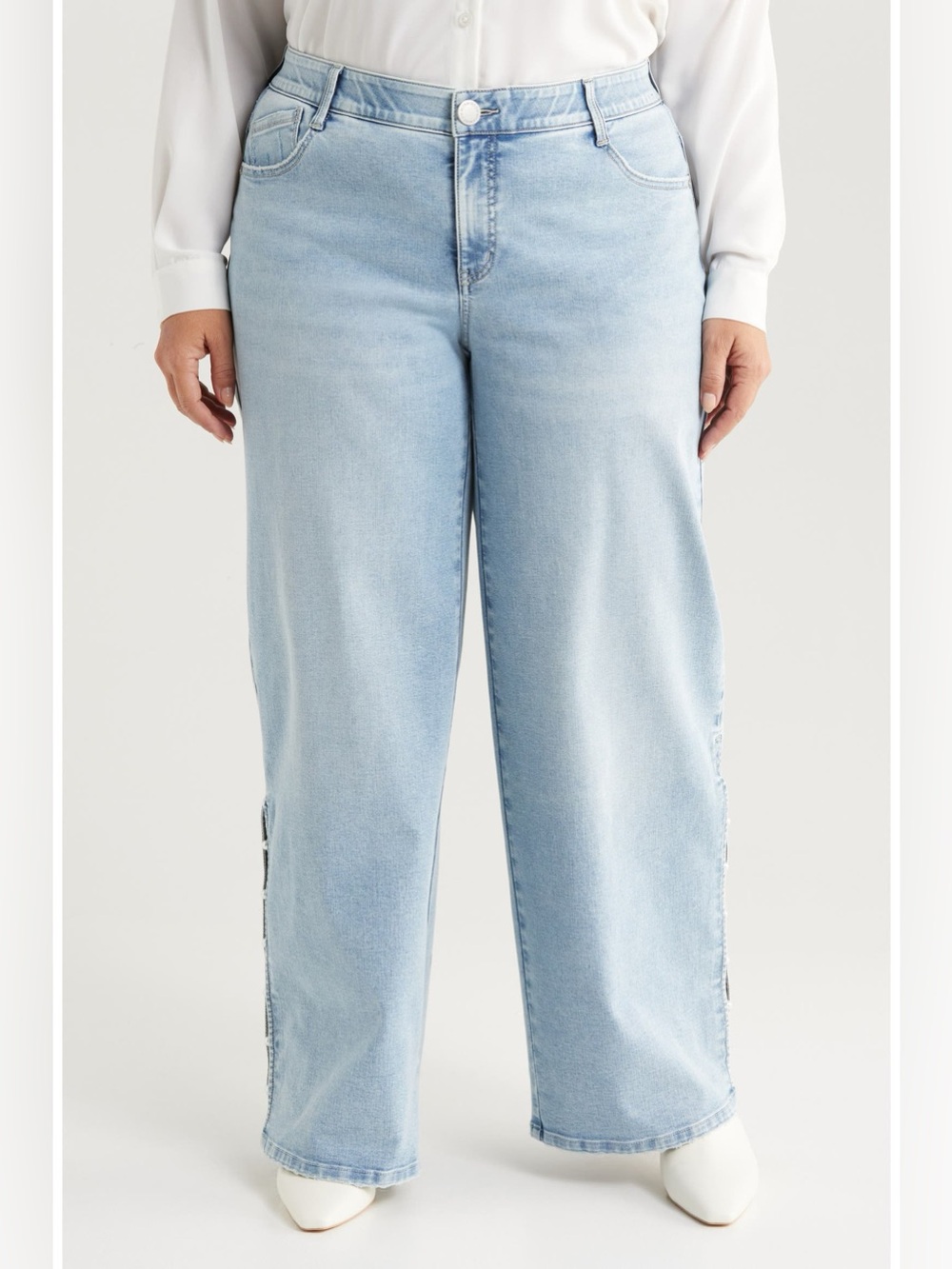 Sam 'Ab'Solution Side Slit High Waist Wide Leg Jeans